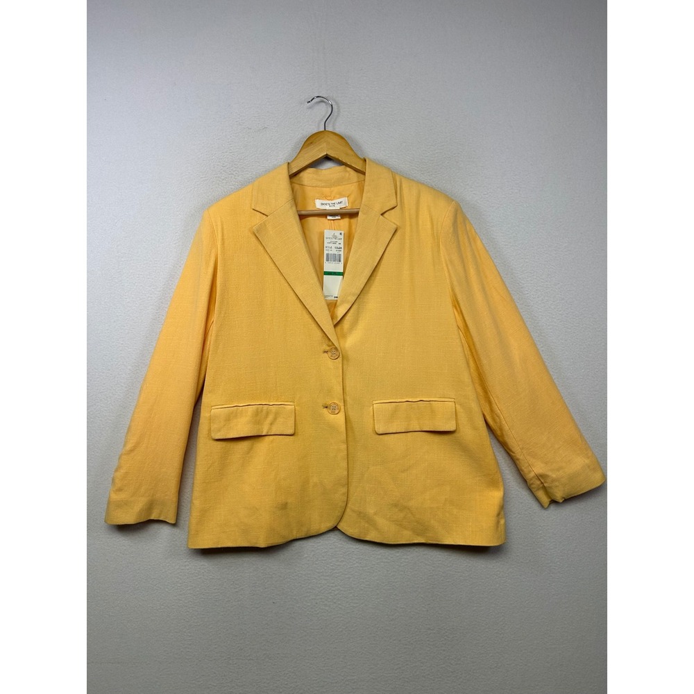Professional Skye's The Limit Womens PL Yellow Linen Blend Two Button Blazer